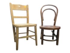 TWO EARY 20TH CENTURY CHAIRS, THONET MANNER & ELM EXAMPLE