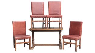 MID CENTURY 1940S DINING TABLE W/ FOUR MATCHING CHAIRS