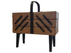 BRITISH MODERN DESIGN - MID 20TH CENTURY TEAK CANTILEVER SEWING BOX