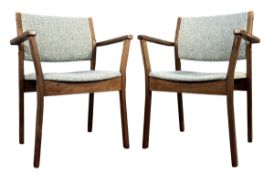 PAIR OF MID CENTURY TEAK FRAMED OFFICE DESK / CARVER CHAIRS