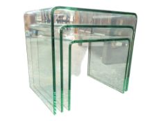 CONTEMPORARY MINIMALIST BENT GLASS NEST OF TABLES