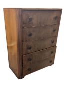 1940S ART DECO WALNUT CHEST OF DRAWERS
