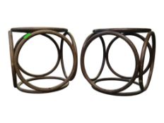 PAIR OF MID CENTURY BENTWOOD RATTAN STOOLS