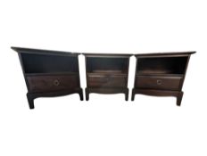 STAG FURNITURE - MINSTREL RANGE - THREE VINTAGE STAG MINSTREL BEDSIDE TABLES