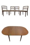 G PLAN FURNITURE - SET OF FOUR RETRO TEAK DINING CHAIRS & TABLE