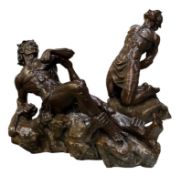 PAIR OF BRONZE SCULPTURES - TWO SLAVES - AFTER EDMOND LEVEQUE