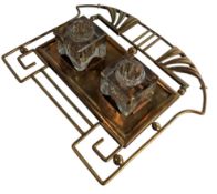 A 20TH CENTURY ART DECO STYLE DOUBLE INKWELL