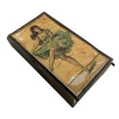 EARLY 20TH CENTURY BRASS METAL SNUFF BOX WITH PAINTED ENAMEL COVER