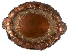 TOWNSHENDS LTD - ART NOUVEAU COPPER EMBOSSED TRAY