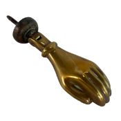 19TH CENTURY VICTORIAN BRASS HAND DOOR KNOCKER