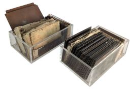 A LARGE 20TH CENTURY COLLECTION OF BRASS PRINTING PLATES FOR BUSINESS CARDS