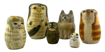 AFTER JOAN & DAVID DE BETHEL - VINTAGE RUSSIAN STACKING MATROSHKA CAT DOLLS & SIMILAR TRINKET DISH