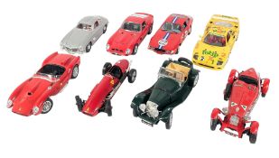 DIECAST - x8 1/18 SCALE BURAGO, POLISTIL, & OTHER MODEL CARS