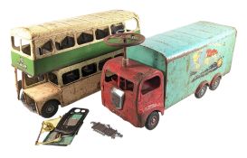 TINPLATE - c1950s-1960s TR-ANG RIDE ON LORRY & DOUBLE DECKER BUS