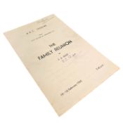 ELIOT, T. S. - 1943 THE FAMILY REUNION, A. D. C. THEATRE PROGRAMME, SIGNED BY ELIOT AND THE CAST