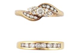 TWO GOLD & DIAMOND RINGS