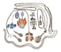 COLLECTION OF SILVER ENAMEL JEWELLERY