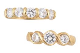 TWO HALLMARKED 14CT GOLD & CZ RINGS