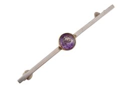 EARLY 20TH CENTURY GOLD & AMETHYST BAR BROOCH PIN