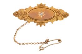 VICTORIAN 19TH CENTURY 15CT GOLD & DIAMOND BROOCH