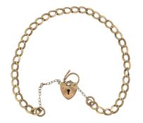9CT GOLD HEART PADLOCK BRACELET