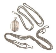 19TH CENTURY WHITE METAL LOCKET & CHAINS