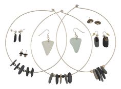 COLLECTION OF SEA PEBBLE DESIGN NECKLACES & EARRINGS