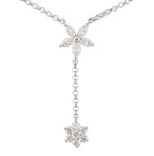 HALLMARKED 14CT GOLD & CZ FLOWER PENDANT NECKLACE