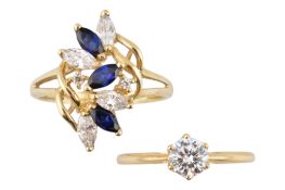TWO HALLMARKED 14CT GOLD & CZ RINGS