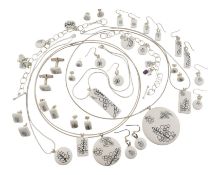 KAREN WELSH - SELECTION OF SILVER & BONE CHINA JEWELLERY