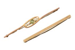 EDWARDIAN EARLY 20TH CENTURY PERIDOT & PEARL BROOCH PIN