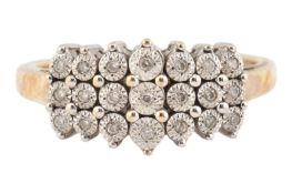 HALLMARKED 9CT GOLD & DIAMOND CLUSTER RING