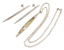 SARAH PREISLER SILVER PENDANT NECKLACE & EARRINGS