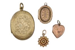 COLLECTION OF ANTIQUE NECKLACE PENDANTS INCLUDING 9CT FRONT & BACK
