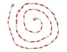 CORAL & PEARL BEAD NECKLACE