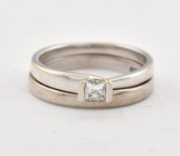 19CT WHITE GOLD WEDDING BAND RING SET (2)