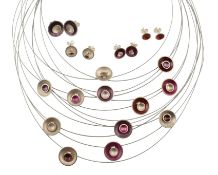 KOKKINO HALLMARKED SILVER & ENAMEL PENDANT NECKLACE & EARRINGS