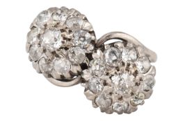 HALLMARKED 18CT GOLD & DIAMOND TWIN CLUSTER RING