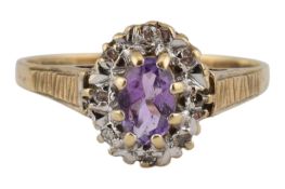 HALLMARKED 9CT GOLD AMETHYST GEM SET RING