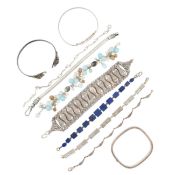 COLLECTION OF SILVER WHITE METAL BANGLES & BRACELETS