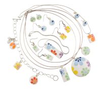 KAREN WELSH - SELECTION OF SILVER & BONE CHINA JEWELLERY 'RETRO'