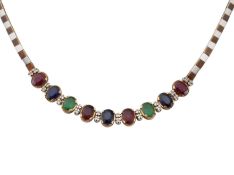 14CT GOLD & GEM SET NECKLACE