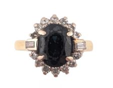 18CT GOLD SAPPHIRE & DIAMOND RING