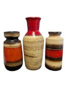 THREE LATE 20TH CENTURY WEST GERMAN CERAMIC VASES