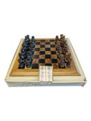 20TH CENTURY ITALIAN MARBLE CHESSBOARD & PIECES
