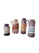 SCHEURICH - WEST GERMAN - FOUR VINTAGE CERAMIC VASES
