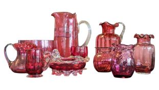 COLLECTION OF 19TH CENTURY VICTORIAN CRANBERRY GLASS PIECES