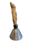 EARLY 20TH CENTURY TAXIDERMY DEER HOOF HANDLED BELL