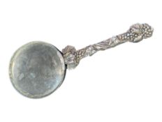 LATE 19TH / EARLY 20TH CENTURY SILVERED METAL MAGNIFYING GLASS