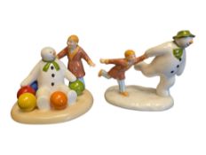 TWO VINTAGE COALPORT CHARCATER COLLECTION SNOWMAN FIGURES